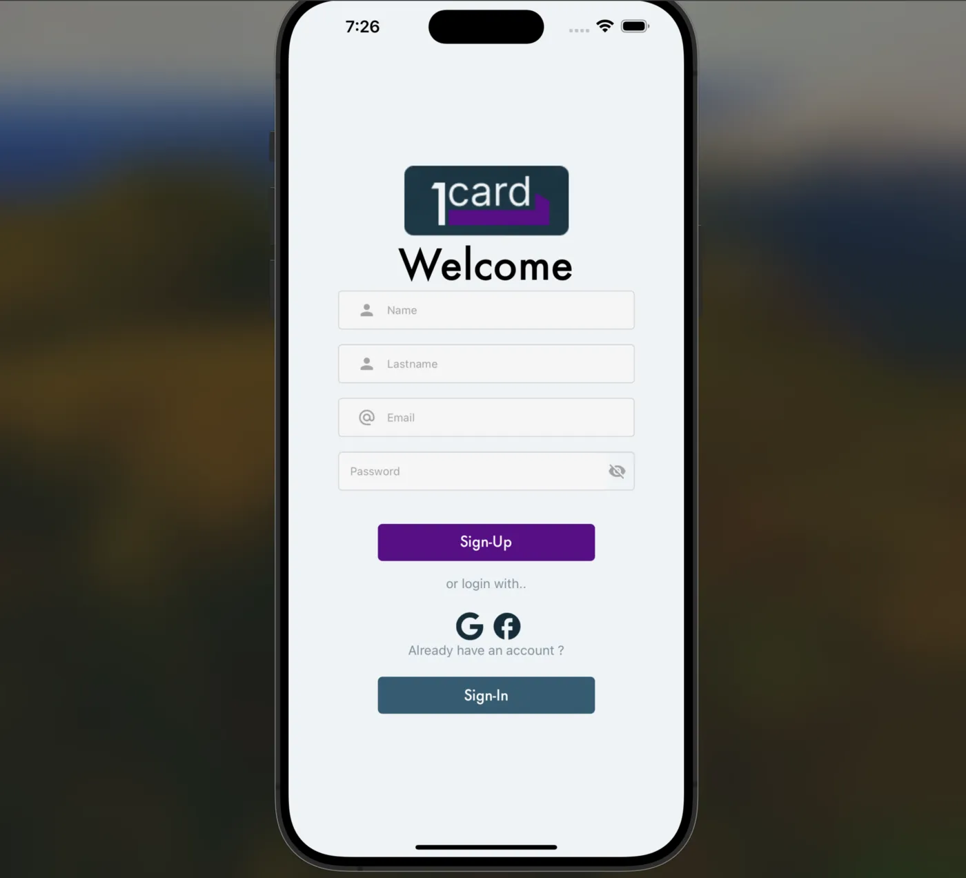 Onecard — screenshot